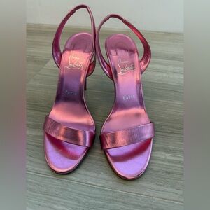 NEW Christian Louboutin Pink Metallic Heels 38